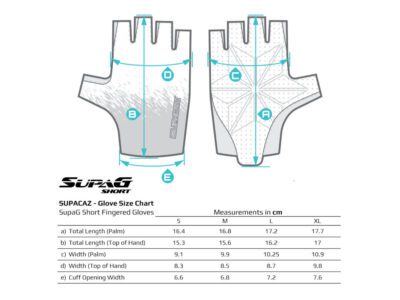 Supacaz Gloves size chart for short-fingered gloves