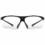 uvex slade cycling glasses front view showing the wide single clear lens