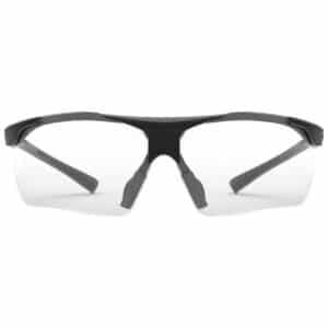 uvex slade cycling glasses front view showing the wide single clear lens