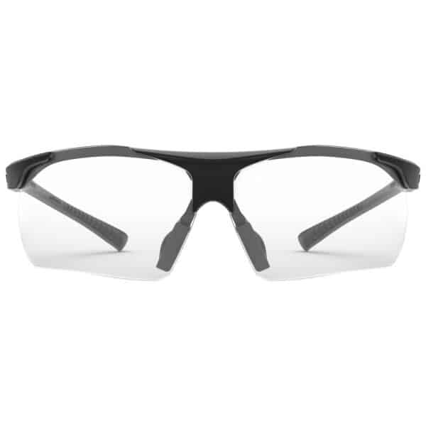 uvex slade cycling glasses front view showing the wide single clear lens