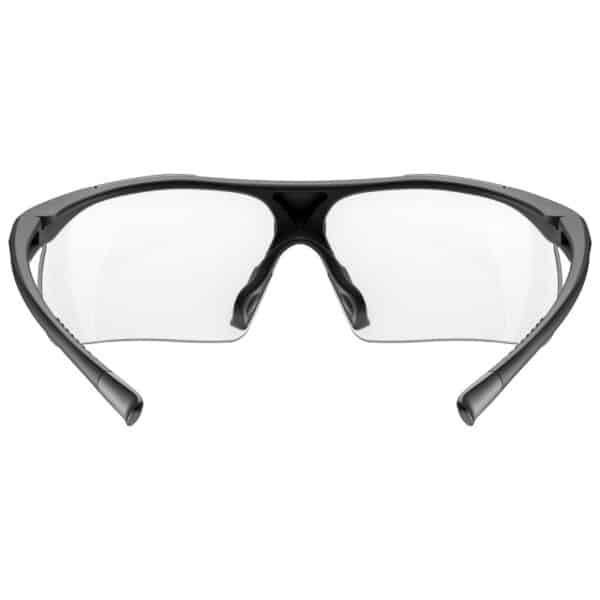Inside view of uvex slade glasses showing the soft nose pad and half-frame design