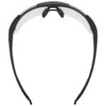 Top view of uvex slade sports glasses showing the wrap of the clear lens