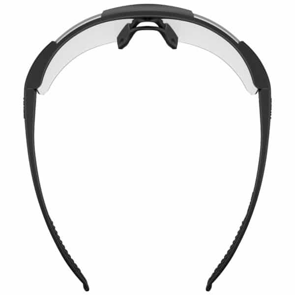 Top view of uvex slade sports glasses showing the wrap of the clear lens