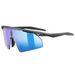 uvex ultimate pace ultra L CV sports glasses, black matt frame with colorvision mirror blue category 2 lens