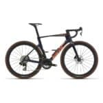 BMC Teammachine R 01 THREE road bike in Blue Carbon Doodle, drive-side profile showing the Halo fork, aero frame and CR 50 SL carbon wheels