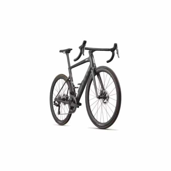 Front three-quarter view of the BMC Teammachine SLR 01 FOUR showing the ICS Carbon Evo one-piece cockpit and 01 Pro Carbon fork