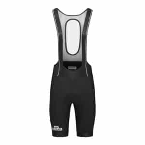 Cafe du Cycliste Cecile men’s brushed bib short in black, front view on a white background