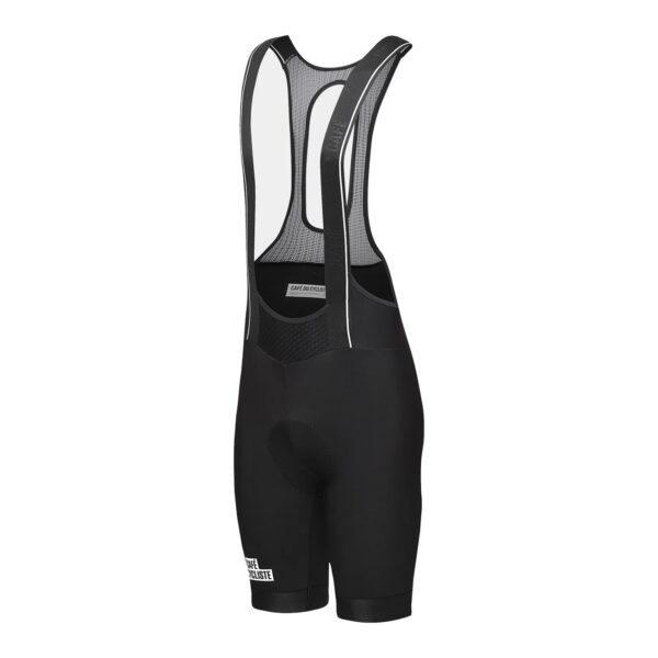 Side view of the Cafe du Cycliste Cecile men’s brushed bib short in black
