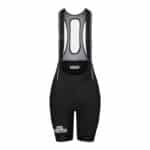 Cafe du Cycliste Cecile women’s brushed bib short in black, front view on a white background