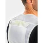 Close-up of the rear shoulder pocket on the UltRide Evo 8 hydration vest