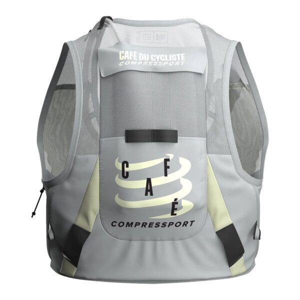 Back of the UltRide Evo 8 hydration vest showing the main 8 litre compartment and Compressport branding