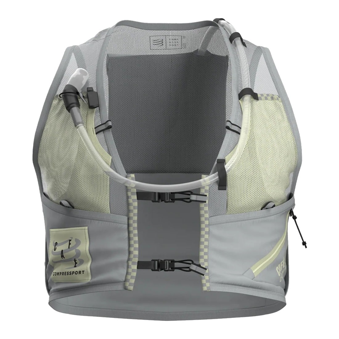 Cafe du Cycliste x Compressport UltRide Evo 8 hydration vest in grey violet, front view on a white background