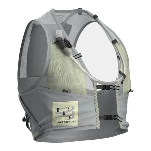 Side view of the UltRide Evo 8 hydration vest showing the low profile and side pockets