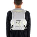 Rear view of a cyclist wearing the UltRide Evo 8 hydration vest showing how the pack sits flat on the back