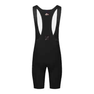 Back of the Cafe du Cycliste Eva V2 cargo bib short showing the ventilated mesh back panel