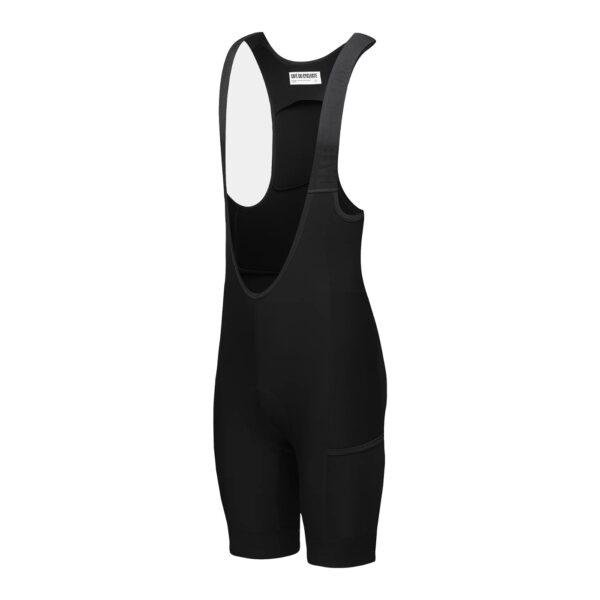 Side view of the Eva V2 cargo bib short showing the cargo pocket on the thigh