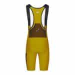 Back of the golden olive Eva V2 cargo bib short showing the ventilated mesh back panel