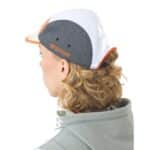 Rear three-quarter view of the Cafe du Cycliste Gravel Summer cap being worn