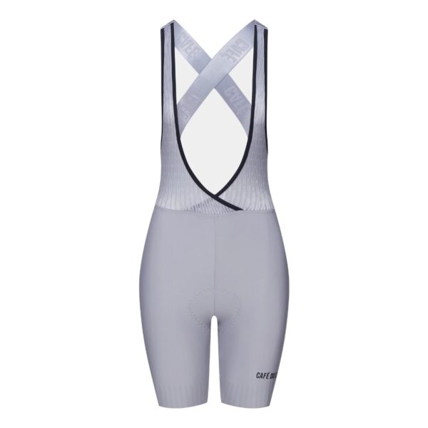 Cafe du Cycliste Graziella women’s release bib shorts in Storm grey, front view