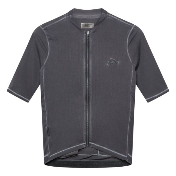 Cafe du Cycliste Laurette men’s short sleeve jersey in Cold Dye Anthracite, front view