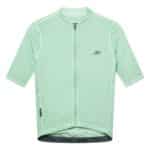 Cafe du Cycliste Laurette men’s short sleeve jersey in Cold Dye Jadeite green, front view