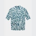 Back of the Cafe du Cycliste Laurette jersey in Stars Dark Sea showing the three back pockets and zipped valuables pocket