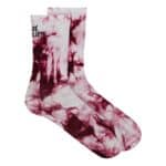 Cafe du Cycliste Tie Dye cycling socks in Red Moss, side view