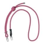 Cafe du Cycliste x Topologie 8mm rope strap in fuchsia route, shown full length with both swivel carabiners on a white background