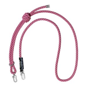 Cafe du Cycliste x Topologie 8mm rope strap in fuchsia route, shown full length with both swivel carabiners on a white background