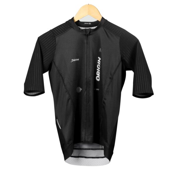Dérive Origin short sleeve cycling jersey for men in Black, front view