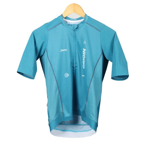 Dérive Origin short sleeve cycling jersey for men in Teal, front view