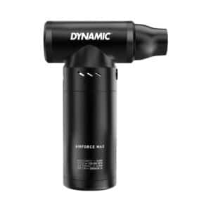 Dynamic AirForce Max cordless bike blower in black brushed aluminium, side view