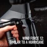 Dynamic AirForce Max blasting water off a bike frame with hurricane-force airflow