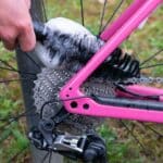 Dynamic Cone Brush cleaning between the chainstay and seatstay next to the cassette