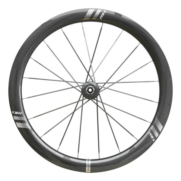 Farsports Ultimate EVO S5 front wheel with 20 bladed carbon spokes and a plain hub