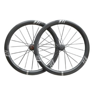 Farsports Ultimate EVO S5 integrated carbon spoke disc brake wheelset, front and rear pair on a white background