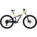 Polygon Siskiu D5 full suspension mountain bike in Cream/Orange, drive-side profile showing the ALX XC Trail alloy frame, 120 mm SR Suntour fork and Raidon air shock
