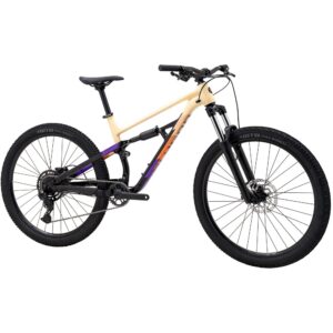 Front three-quarter view of the Polygon Siskiu D5 mountain bike showing the SR Suntour XCM32 120 mm fork and modern trail geometry