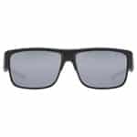 uvex obtic P polarised sunglasses, black matt frame with mirror silver category 3 lens, front view