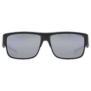 uvex obtic P polarised sunglasses, black matt frame with mirror silver category 3 lens, front view