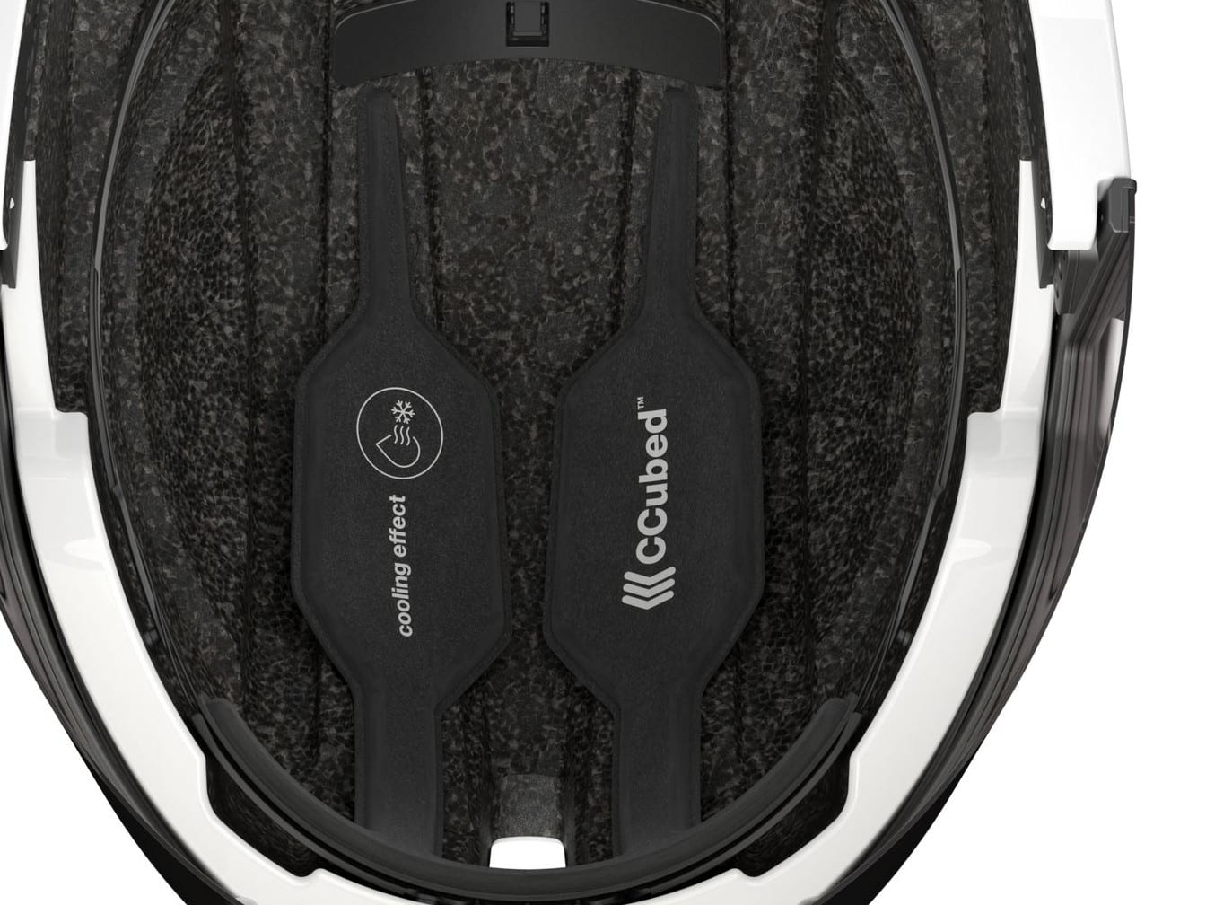 Close-up of the CCubed cooling padding inside the uvex Ultimate Race X road helmet