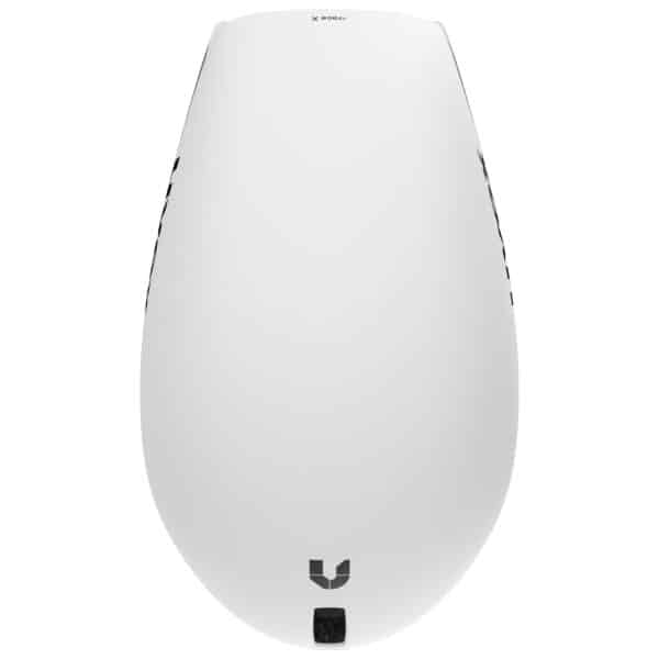 Top view of the uvex Ultimate Race X showing the CFD-optimised teardrop shell shape