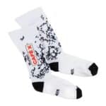 Café du Cycliste Aero Socks Pain, white with black bread print and CAFÉ X PAIN logo