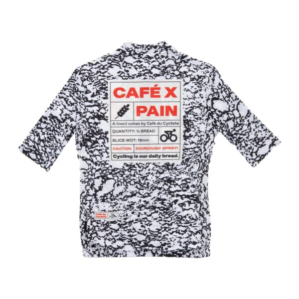 Back of the Café du Cycliste Angeline Pain jersey with CAFÉ X PAIN label print