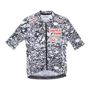 Café du Cycliste Angeline Pain women’s short sleeve jersey, front, black and white bread print