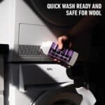 Pouring Dynamic Washcraft Pro into the detergent drawer: quick-wash ready and safe for wool
