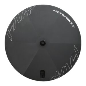 Farsports UFO full disc carbon rear wheel for disc brakes, side view on white