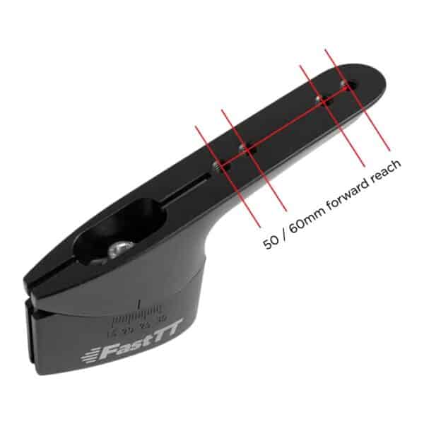 FastTT extended angled riser showing the 50 mm and 60 mm forward reach bolt positions