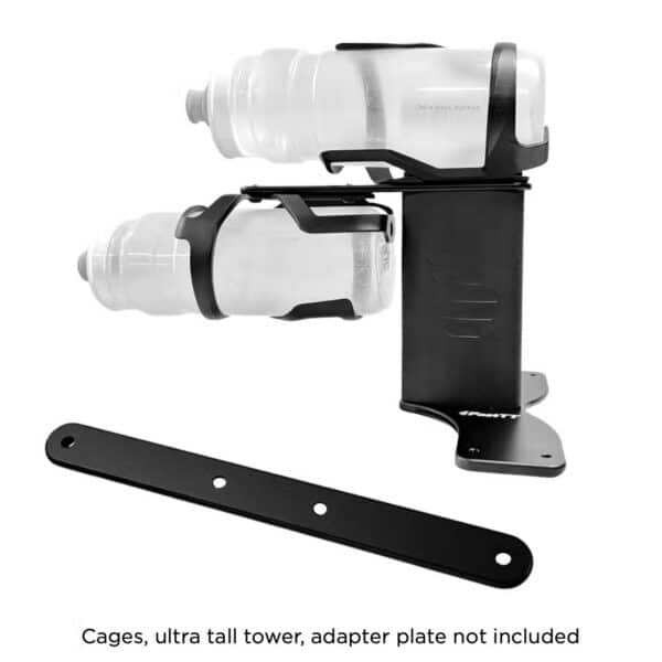 FastTT Twin Stack BTA Bracket side view with two stacked bottles on a tall BTA tower; cages, tower and adapter plate not included