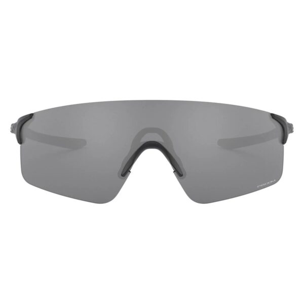Front view of Oakley EVZero Blades with the Prizm Black shield lens and Unobtainium nosepads
